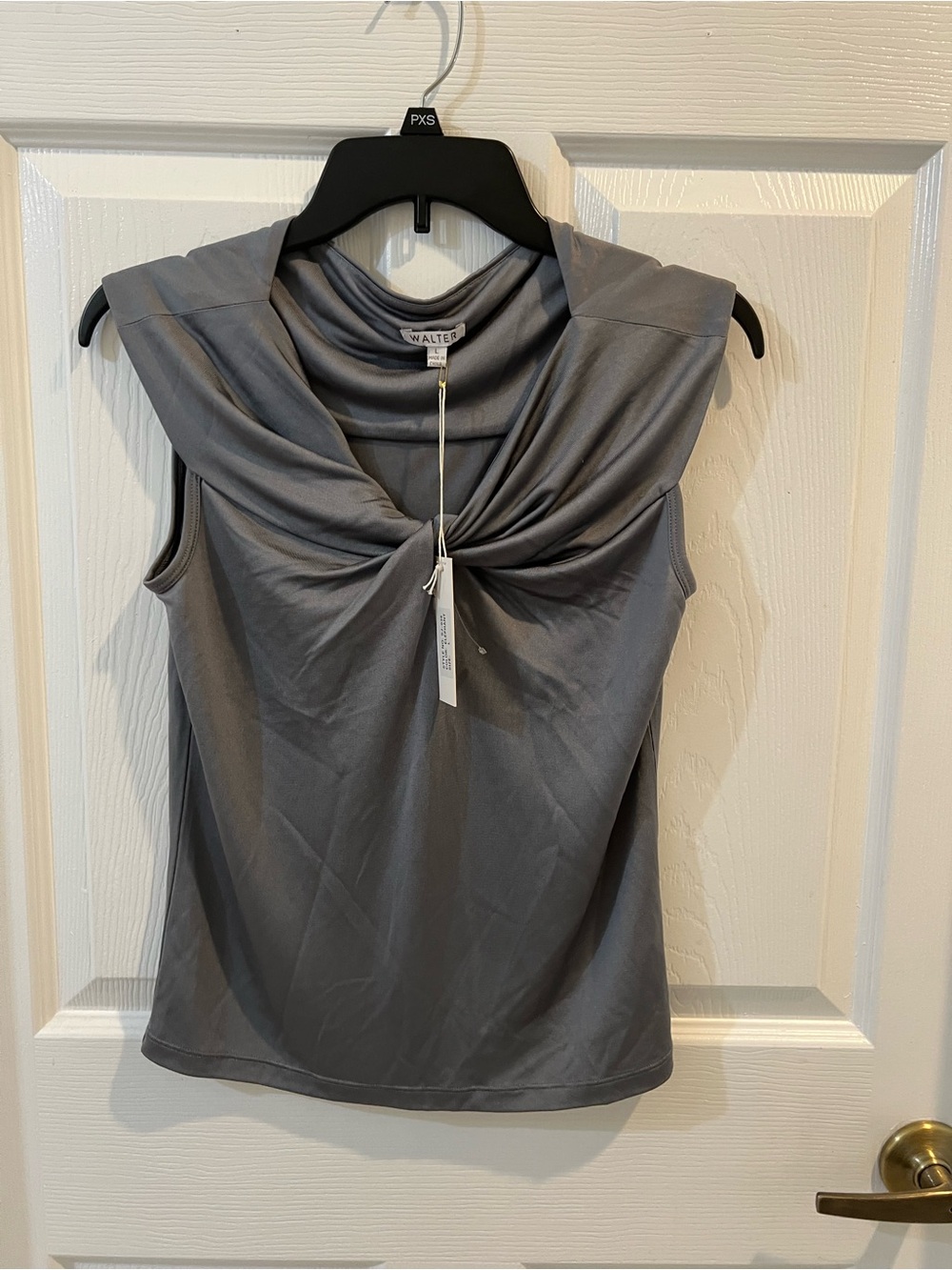 WALTER Gray Twist-Front Muscle Tee
